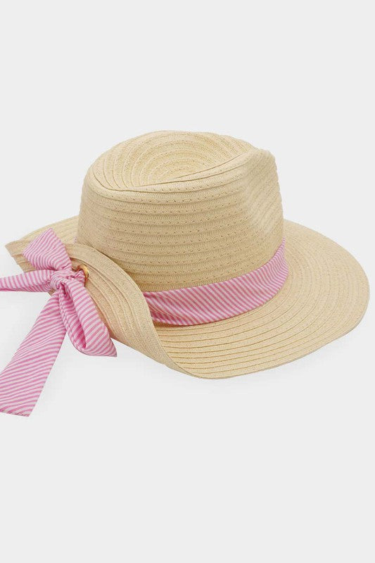 Striped Band Fold Straw Sun Hat - Debs on 5th