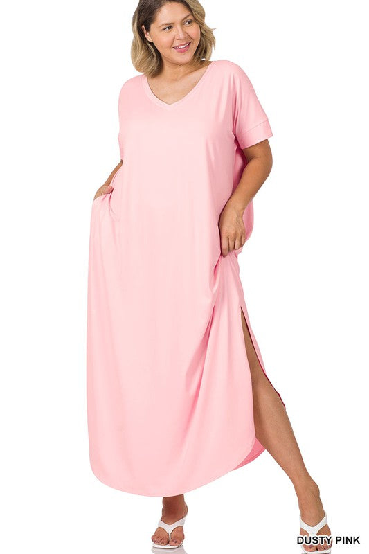 V-Neck Maxi Dress w/Pockets - Debs on 5th