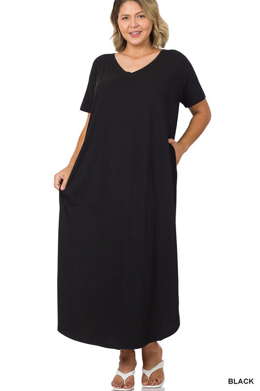 V-Neck Maxi Dress w/Pockets - Debs on 5th