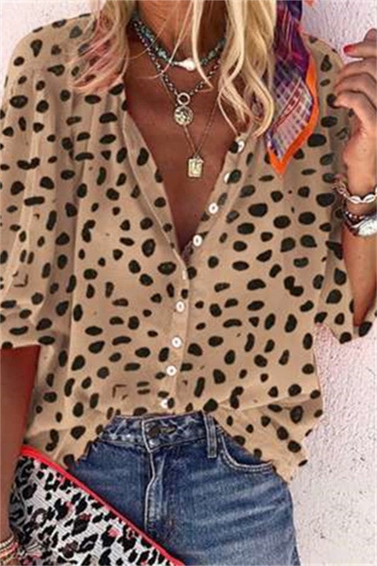 3/4 Sleeve Parka Dot Blouse - Debs on 5th