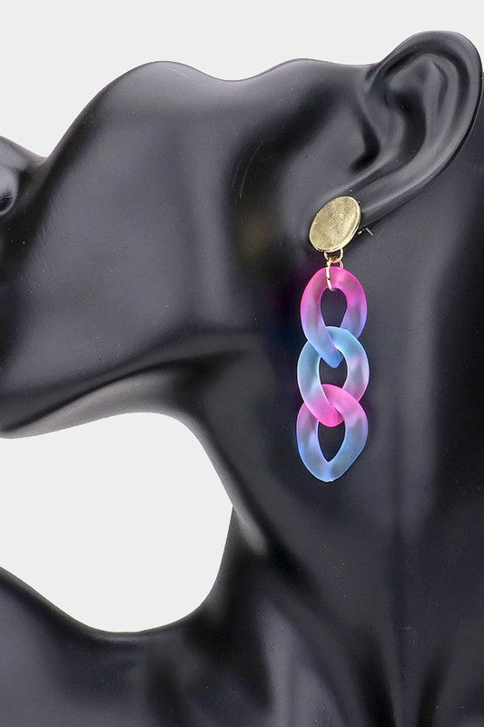 Ombre Resin Chain Link Dangle Earrings - Debs on 5th