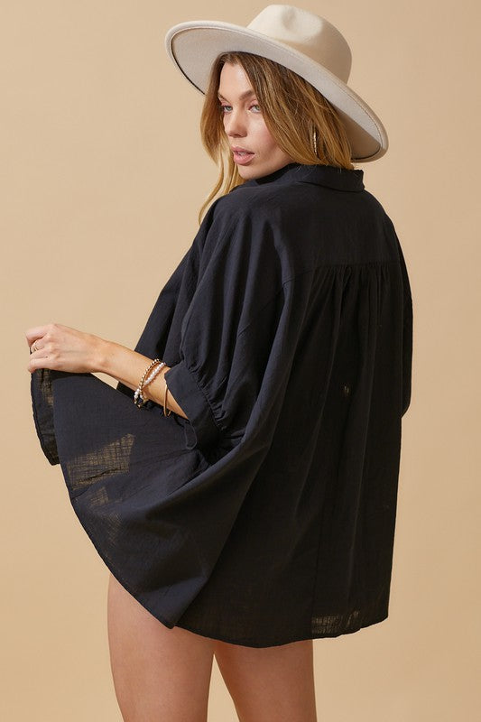 Oversized Button Down Shirt - Debs on 5th