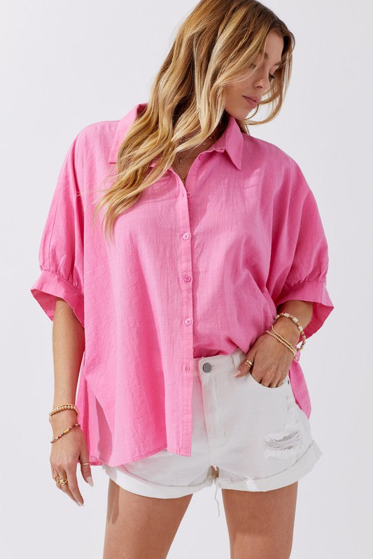 Oversized Button Down Shirt - Debs on 5th