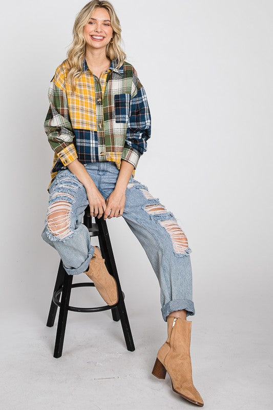Multi Color Flannel Top - Debs on 5th