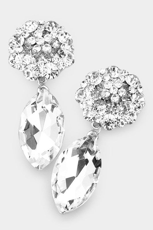 Bubble Stone Cluster Marquise Evening Earrings - Debs on 5th