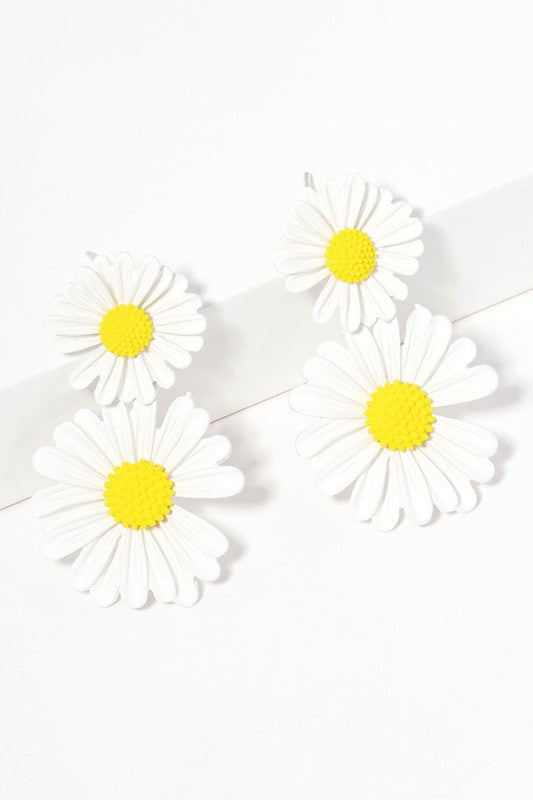 Gold Dipped Double Bloom Flower Link Earrings - Debs on 5th