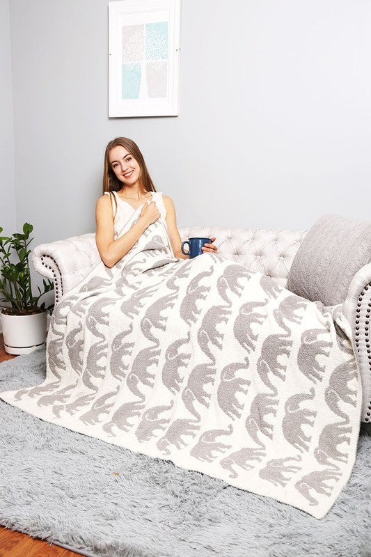 Elephant Patterned Blanket - Debs on 5th