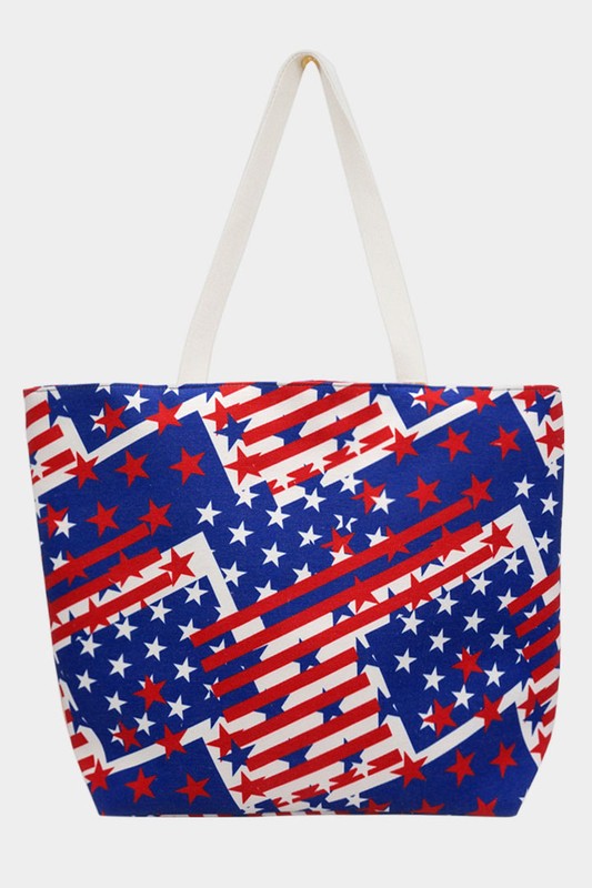 American USA Flag Printed Beach Tote Bag - Debs on 5th