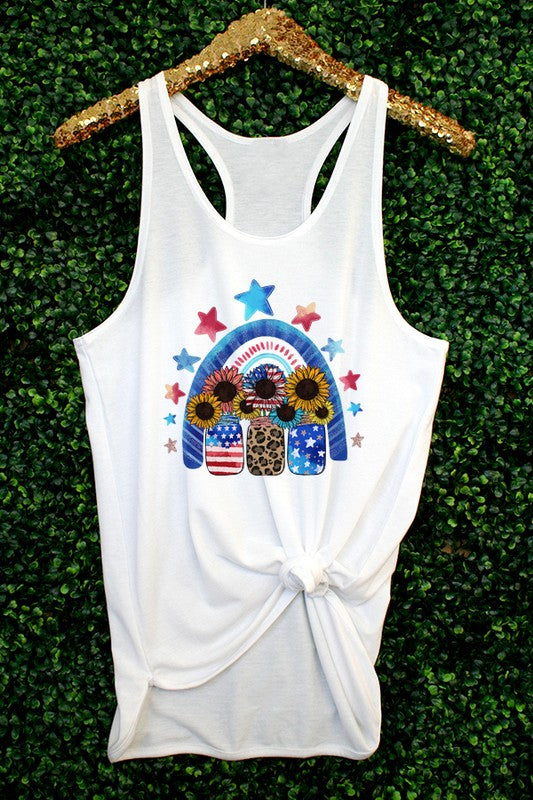 USA America Mason Jars Rainbow Tank Top - Debs on 5th