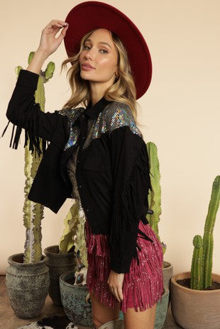 Faux Suede Fringe Jacket - Debs on 5th