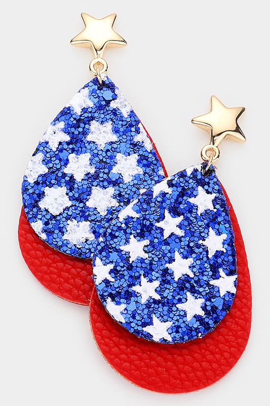 American USA Flag Teardrop Dangle Earrings - Debs on 5th