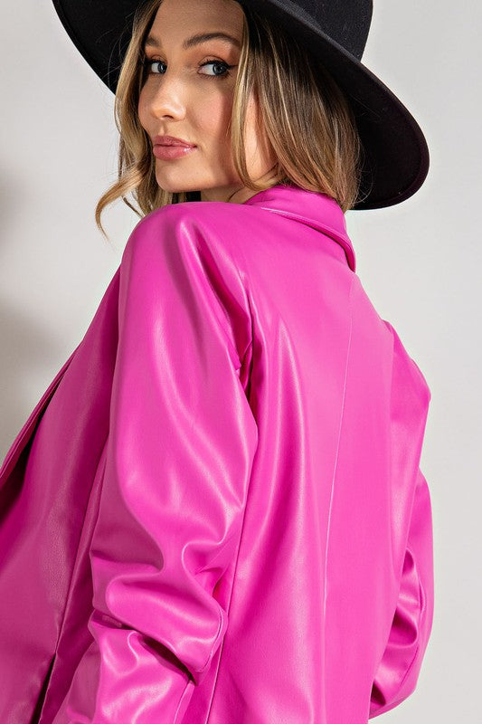 Chelese Faux Leather Blazer - Debs on 5th