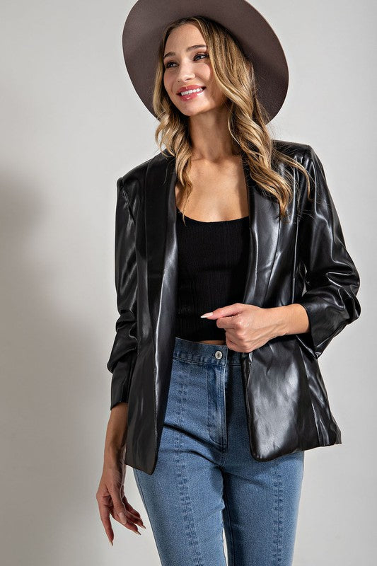Chelese Faux Leather Blazer - Debs on 5th