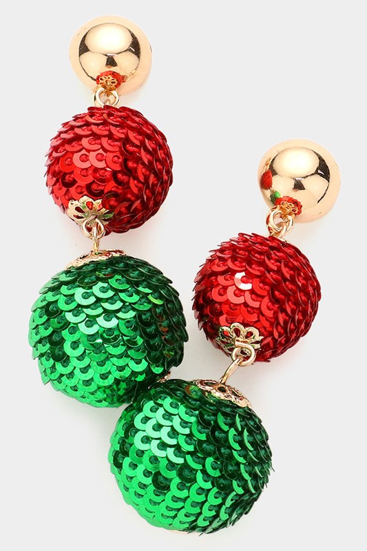 Double Sequin Ball Link Dangle Earrings - Debs on 5th