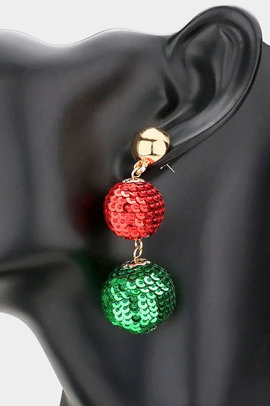 Double Sequin Ball Link Dangle Earrings - Debs on 5th