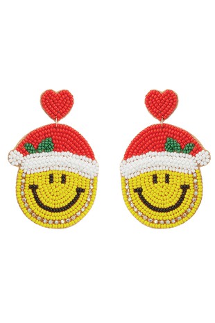 Seed Beaded Happy Santa Post Earrings - Debs on 5th