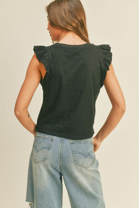 Easy Livin Ruffled Sleeve Top - Debs on 5th