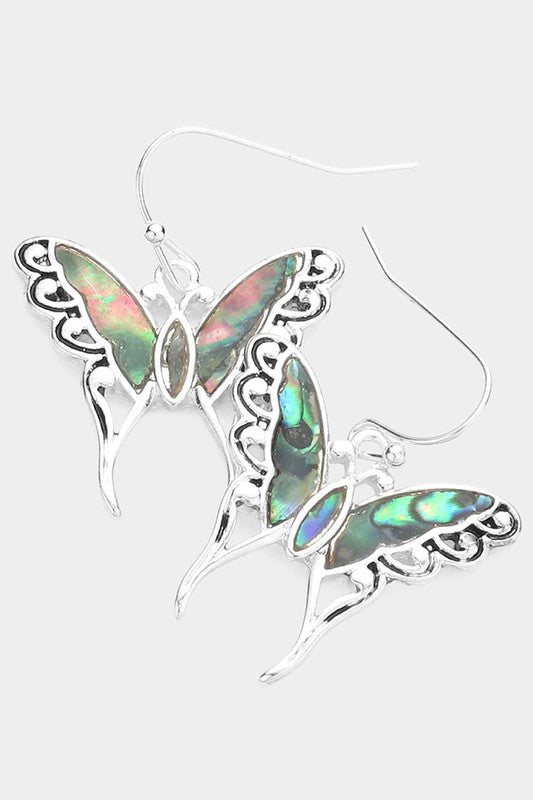 Abalone Butterfly Dangle Earrings - Debs on 5th
