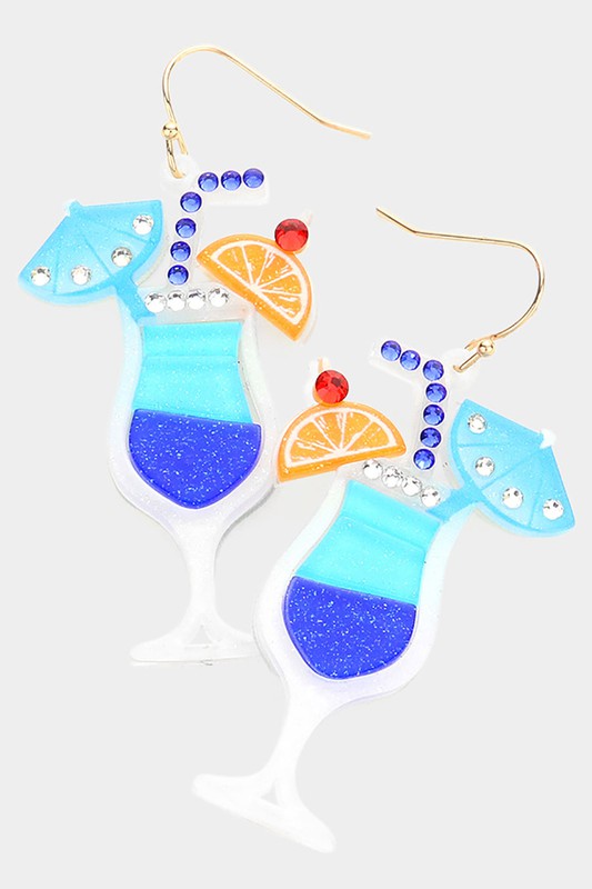 Glittered Resin Cocktail Dangle Earrings - Debs on 5th