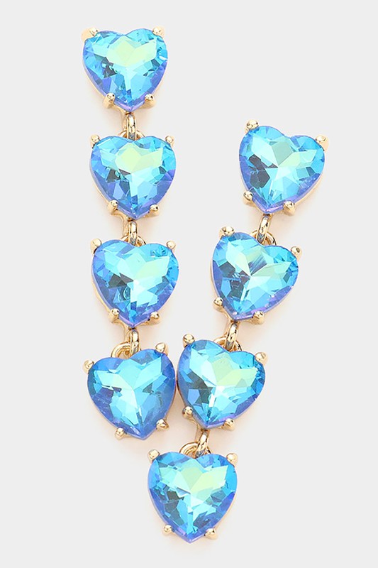 Heart Stone Link Dangle Evening Earrings - Debs on 5th