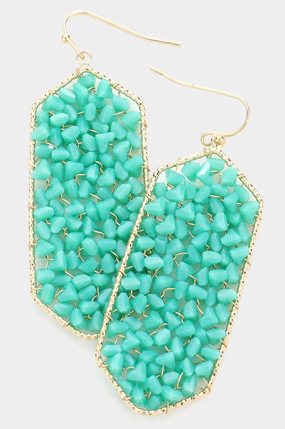 Bead Cluster Hexagon Dangle Earrings - Debs on 5th