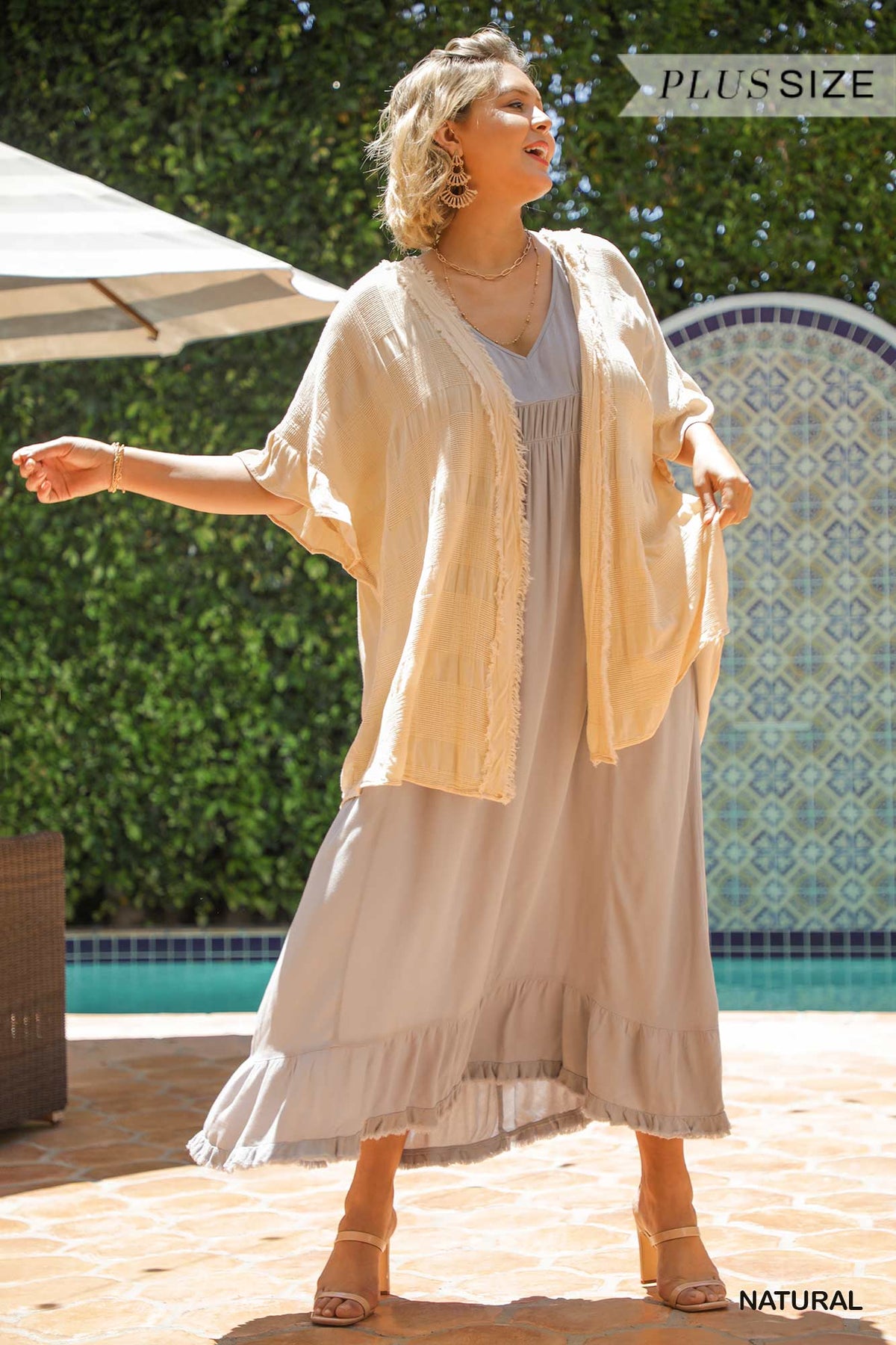 Open Front Kimono with Frayed Edged Details - Debs on 5th