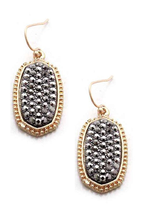 28mm Worn Oval Casting Earrings with Crystal Stones - Debs on 5th