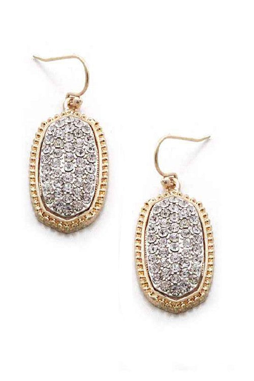 28mm Worn Oval Casting Earrings with Crystal Stones - Debs on 5th