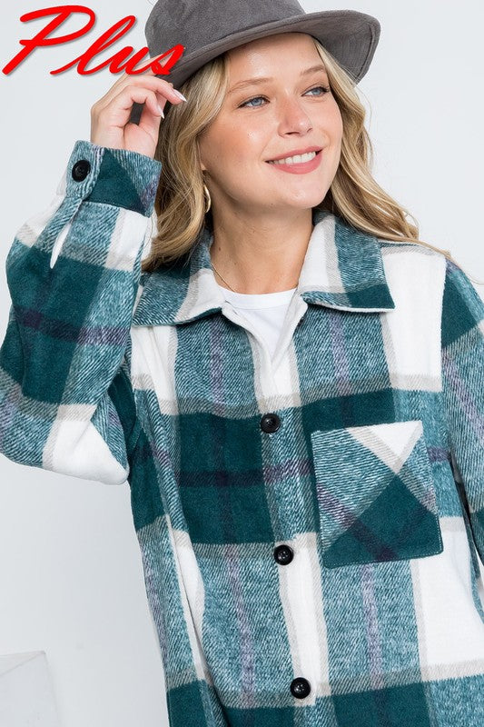 Had Enough Plaid Button Down Shacket - Debs on 5th