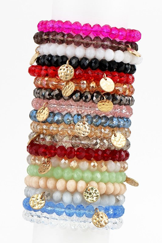 Beautiful Colored 8mm Crystal Bead Stretchable Bracelet - Debs on 5th