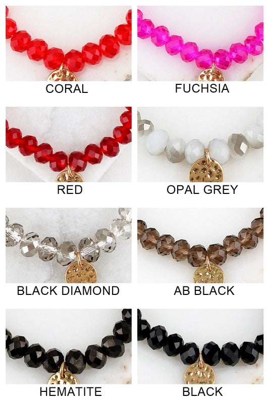 Beautiful Colored 8mm Crystal Bead Stretchable Bracelet - Debs on 5th