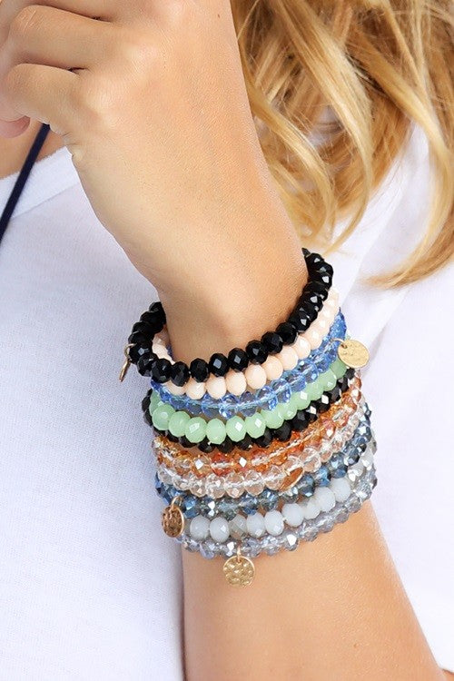 Beautiful Colored 8mm Crystal Bead Stretchable Bracelet - Debs on 5th