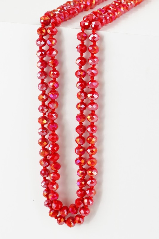 60" Colored Glass Bead and Knotted Thread Necklace - Debs on 5th