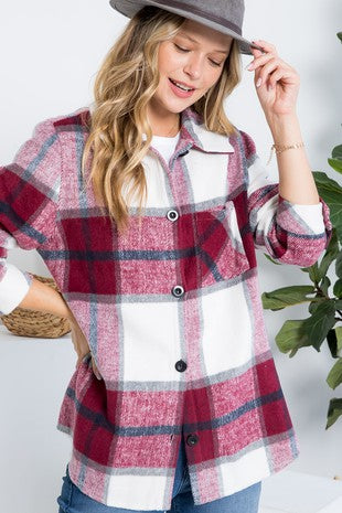 Plaid Flannel Button Down Shacket - Debs on 5th