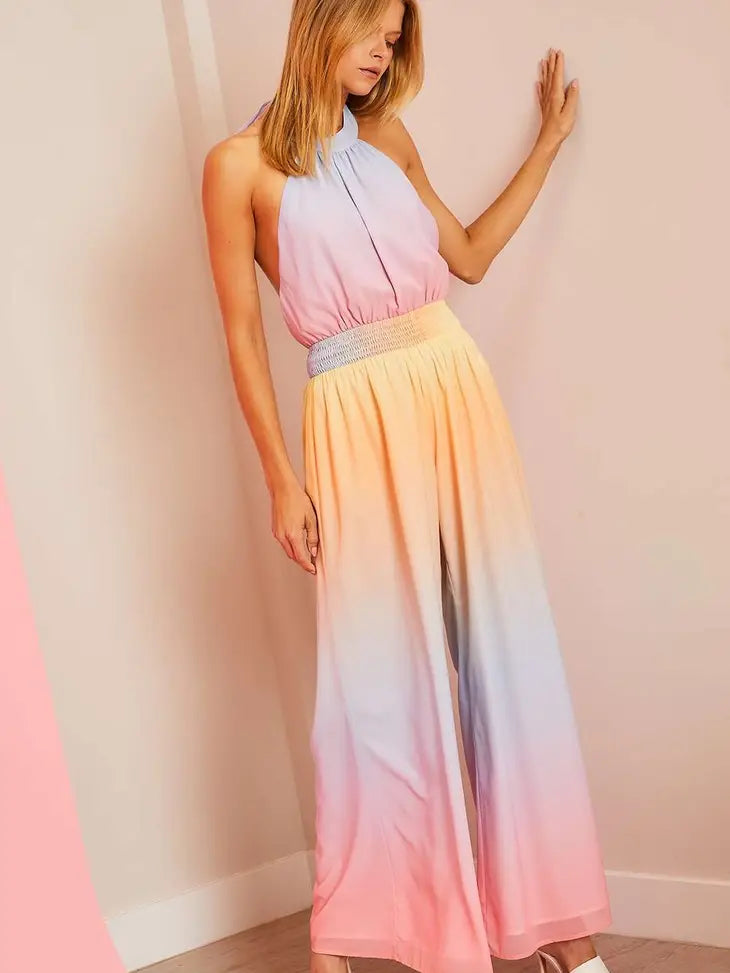 Back Tie Ombre Jumpsuit - Debs on 5th