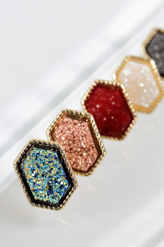 Dainty Marquee Shape Druzy Post Earrings - Debs on 5th