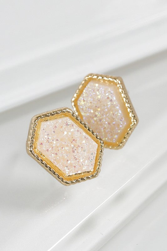 Dainty Marquee Shape Druzy Post Earrings - Debs on 5th
