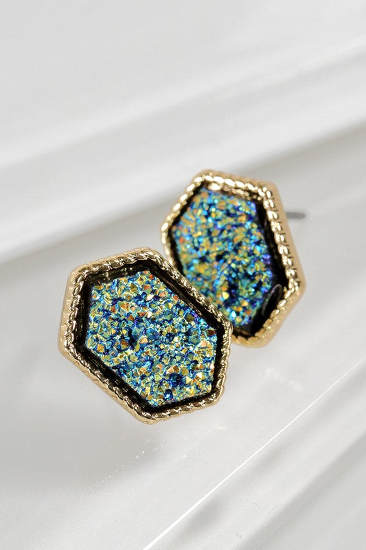 Dainty Marquee Shape Druzy Post Earrings - Debs on 5th