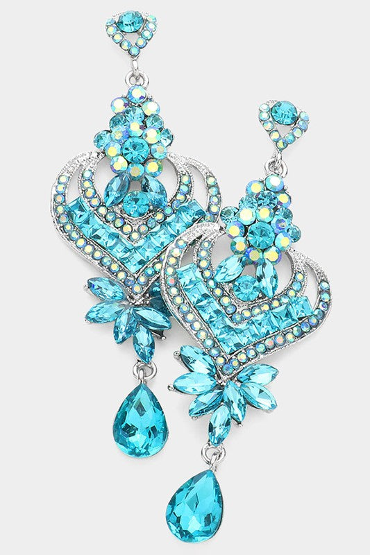 Crystal Heart Teardrop Evening Earrings - Debs on 5th