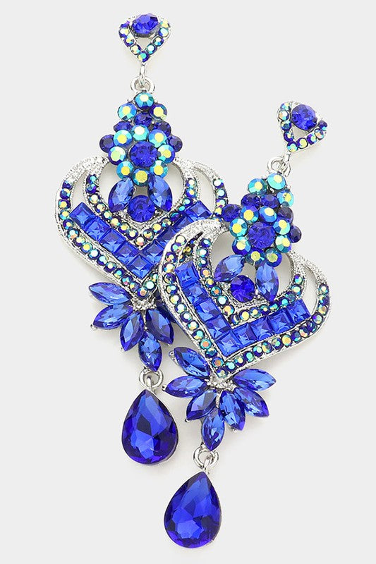 Crystal Heart Teardrop Evening Earrings - Debs on 5th