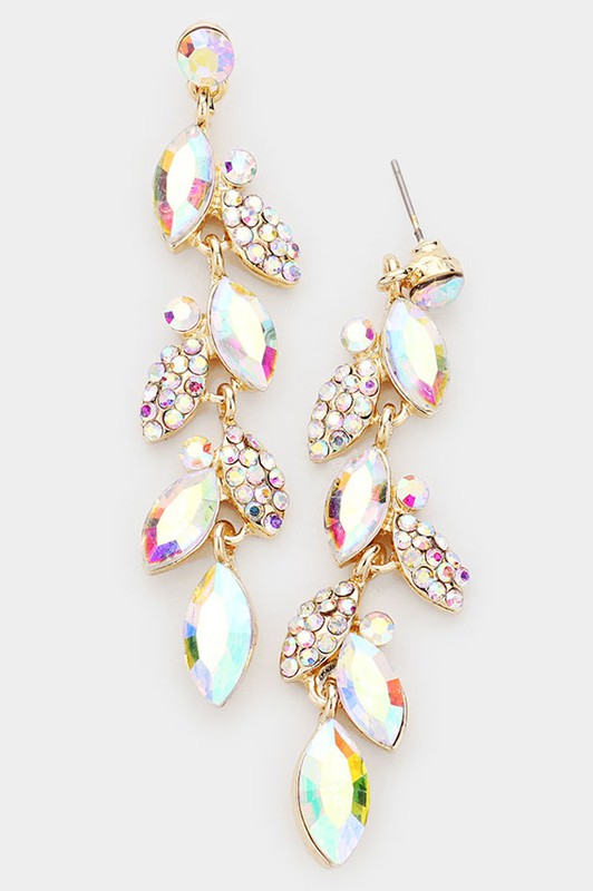 Crystal Marquise Cluster Drop Evening Earrings - Debs on 5th