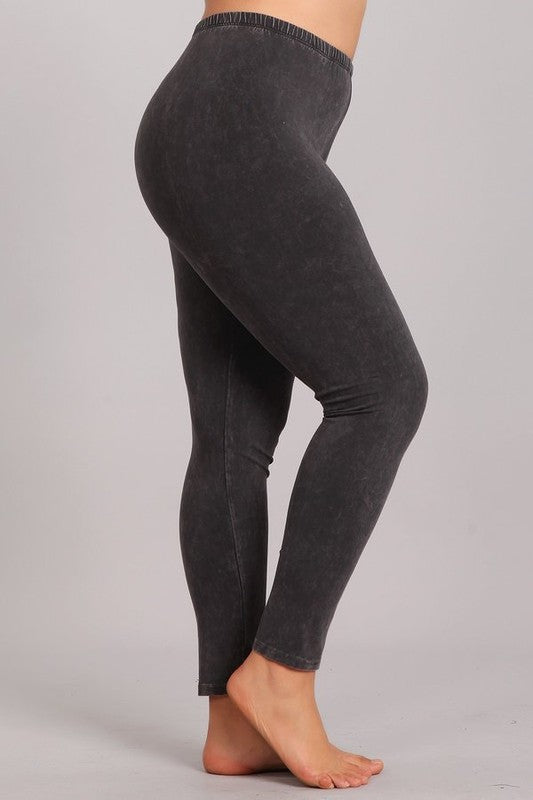 Plus Mineral Wash Leggings - Debs on 5th