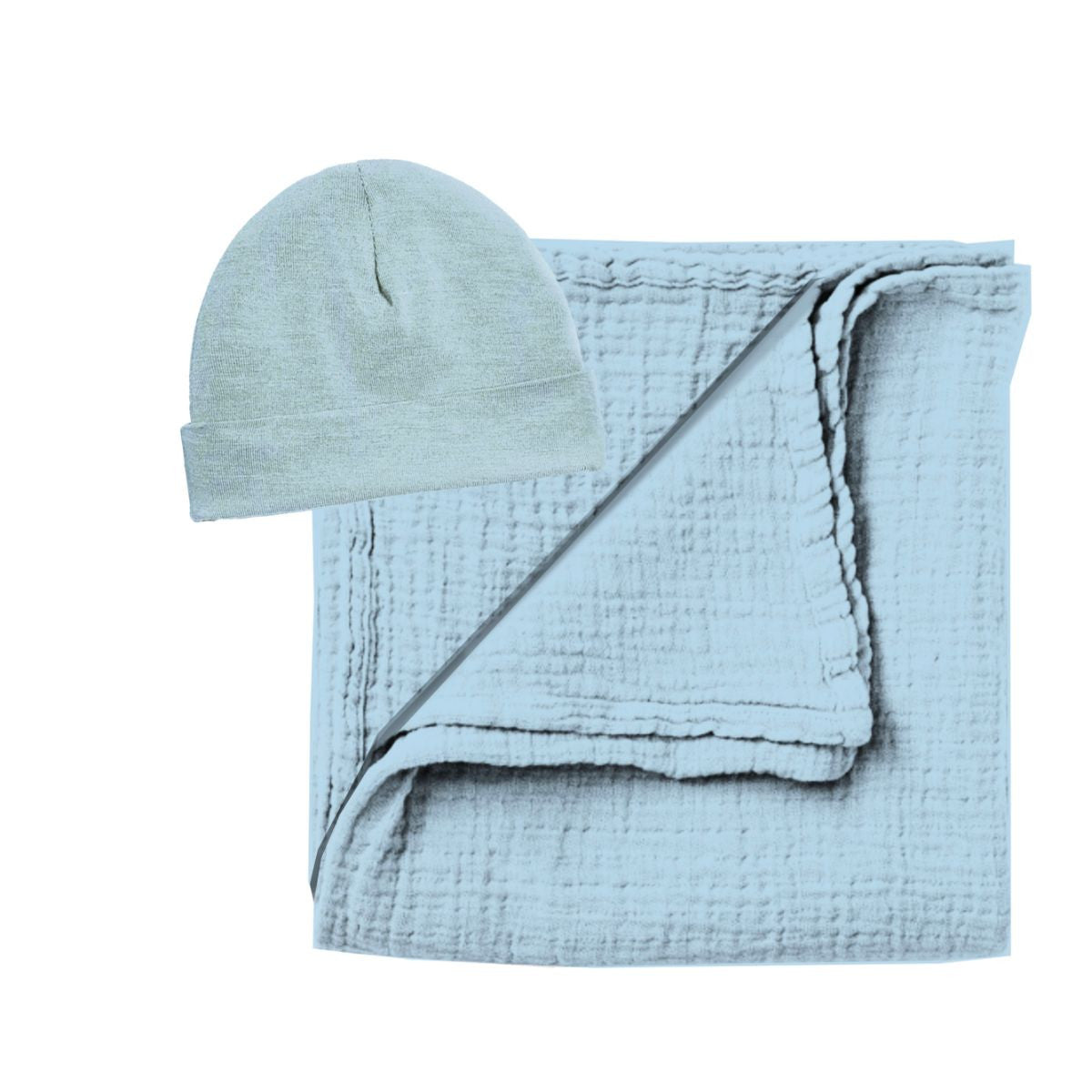 Baby Blue Swaddle & Beanie Set - Debs on 5th
