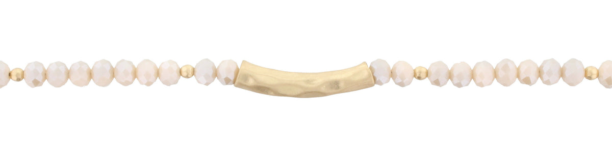 14" Faceted Beads with Hammered Gold Bar, 3" Ext. - Debs Boutique  LLC