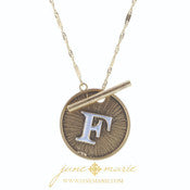 16" 2-Tone Initial Toggle Disc with Gold Chain Link Necklace - Debs on 5th