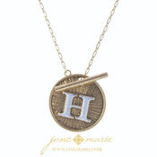 16" 2-Tone Initial Toggle Disc with Gold Chain Link Necklace - Debs on 5th