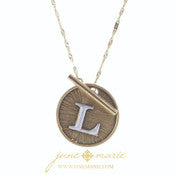 16" 2-Tone Initial Toggle Disc with Gold Chain Link Necklace - Debs on 5th