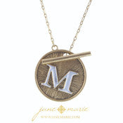 16" 2-Tone Initial Toggle Disc with Gold Chain Link Necklace - Debs on 5th