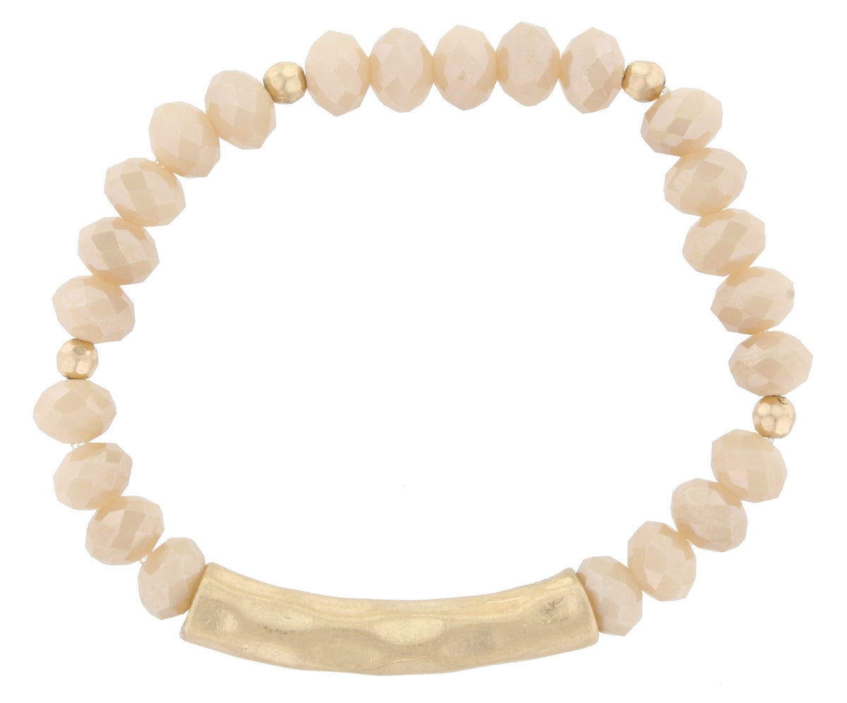 Faceted Beads with Hammered Worn Gold Bar - Debs Boutique  LLC