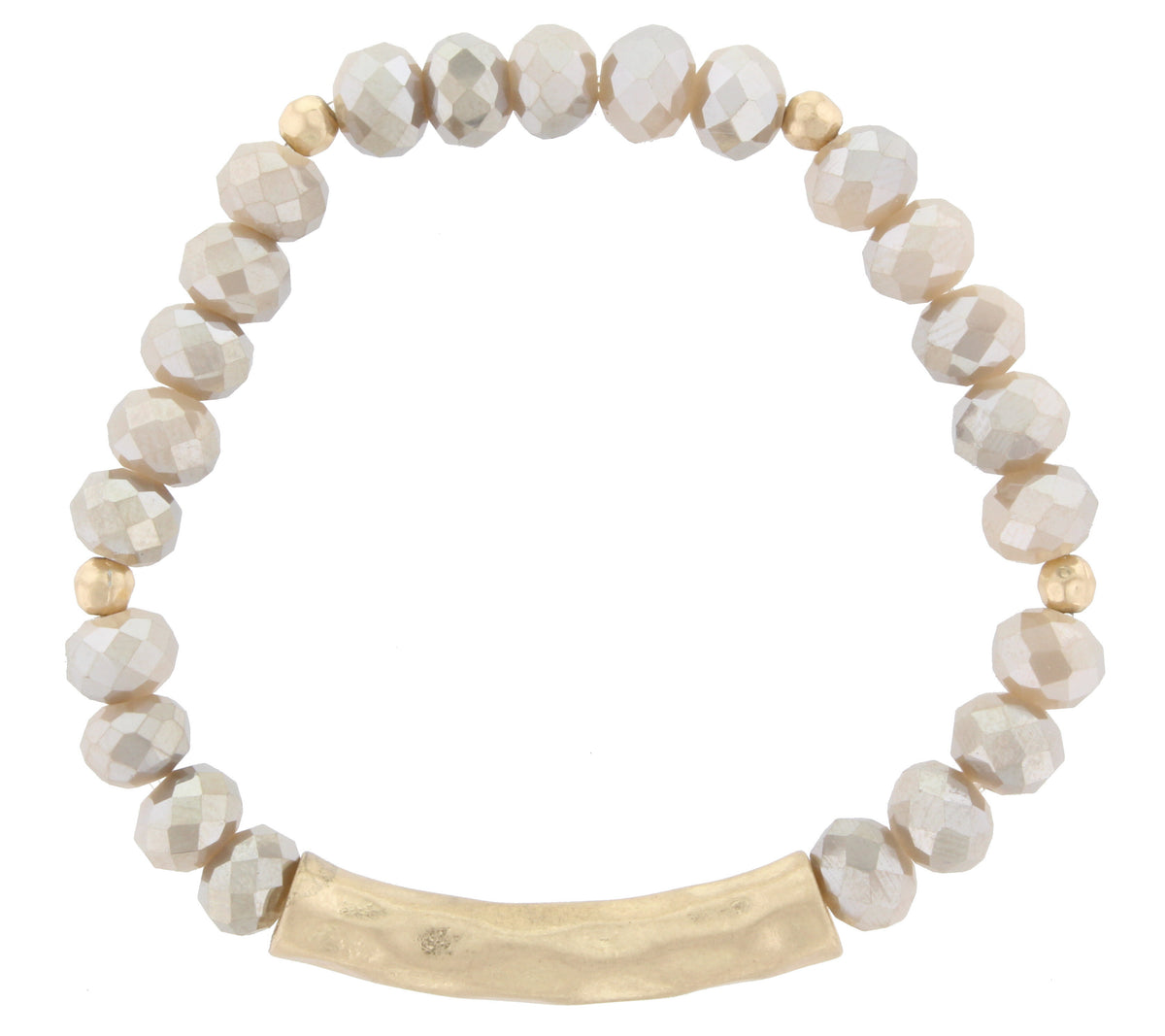 Faceted Beads with Hammered Worn Gold Bar - Debs Boutique  LLC